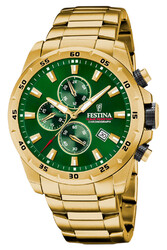 FESTINA Herren-Armbanduhr Chronograph Goldfarben/Grün Chrono F20541/3