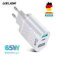 65W USB-C 2-fach Schnellladegerät 1x USB-C 1x USB Charger Mehrfach Stecker