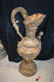 S.gr.Br.-Vase mit Fischhenkel/Nymphenkind/Girlanden,Lackverg,Antikp,ca50kg,102cm