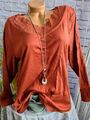 Sheego Bluse Tunika Shirt rostbraun Ton Langarm mit Spitze Damen (9 040) NEU