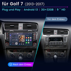 Android 13 Autoradio Carplay Für VW Golf VII MK7 2013-2020 GPS Navi DAB+ SWC BT