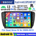 9" Autoradio Android 13 Für Seat Ibiza IV 6J 2009-2013 Carplay 4+64G GPS +Kamera