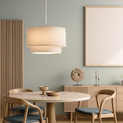 Pendellampe Hängeleuchte Esszimmerlampe Textil Wohnzimmerlampe beige H 150 cm
