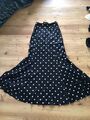 Original Vintage 1970s Lee Bender At Bus Stop Polkadot Satin Maxi Skirt