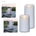flackernde LED Außen-Kerze M-TWINKLE, bewegte Flamme & Timer, für Outdoor Garten
