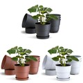 Blumentöpfe 5er Set mit Untersetzer Blumentopf Pflanztöpfe Plflanzkübel Töpfe