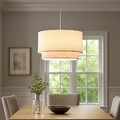 Pendellampe Hängeleuchte Esszimmerleuchte Textil beige Wohnzimmerlampe LED 150cm