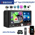 2 DIN 6.8" Autoradio Bluetooth Wireless Apple Carplay Android Auto AM FM SWC USB