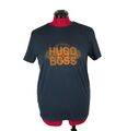 Hugo Boss T-Shirt TEE 2 Logo Gr. M Regular Premium Line Blau w.NEU