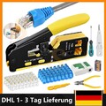 RJ45 Crimpzange + 50 Cat6 Stecker Set Netzwerk Werkzeug Lan Kabel Zange Cat 7 /6