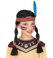Squaw Perücke Indianerinperücke Indianerin Kunsthaar mit Stirnband und Feder neu
