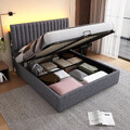 Polsterbett Doppelbett 160x200 cm Stauraumbett LED Bettgestell mit Bettkasten