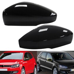 2x Spiegelkappe Abdeckung Schwarz Glänzend Für VW Polo 6R/6C 2009-2017 3/5-tür