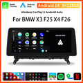 Car Play 12.3" Android 14 Autoradio GPS Navi Für BMW X3 F25/X4 F26 NBT 8GB+128GB