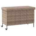 Kissentruhe Auflagenbox Gartentruhe Mit Rollen Grau 110x55x73 Cm Polyrattan