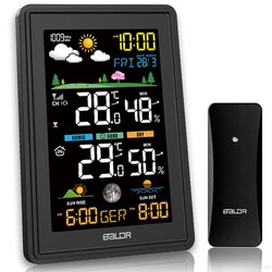 LCD Funk-Wetterstation mit Außensenor Wecker Funkuhr Wettervorhersage Schwarz