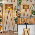 Boho Style Steh Leuchte Schlaf Wohn Zimmer Raum Beleuchtung Holz Bambus rund