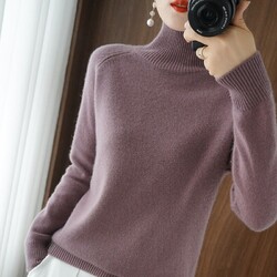 Damen-Pullover schmal gestrickt Rollkragenpullover Kaschmirpullover Pullover