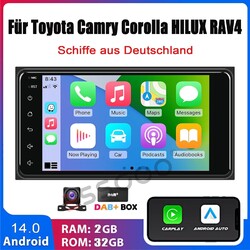 DAB+ Autoradio 2+32G Carplay GPS Android KAM Für Toyota Corolla Prado Camry RAV4