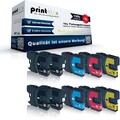 10x kompatible Tintenpatronen für Brother MFC-250-C MFC-255-CW LC980BK L Black L