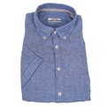 Pure Hatico Herren Leinenhemd Casual Fit kurzarm blau D81506 52204 110