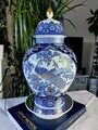 Vase Deckelvase Kaiser Etüde Porzellan Kobalt Blau 38 Cm