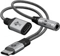 Adapter USB-C™ auf USB-C™ und Klinke, 3,5 mm AUX, Schwarz-Grau, 0,15 m