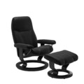 Stressless Sessel Consul in schwarz mit Hocker