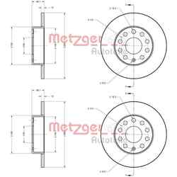 2X METZGER BREMSSCHEIBEN HINTEN 260mm VOLL PASSEND FÜR AUDI A3 SEAT ALTEA