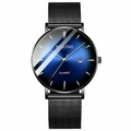 Herren wasserdichte Edelstahl Mesh Armband Datum analoge Quarz Armbanduhr