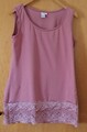 LIBERTY Spitzentop, Longtop, Top, ärmellos, rosenholz/altrosa,breite Spitze Gr.L