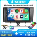 9" DAB+ 64G Android 14 Autoradio Carplay GPS Navi Für Smart Fortwo 451 2010-2015