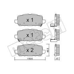 1x ORIGINAL® Metelli 22-1084-0 Bremsbelagsatz, Scheibenbremse Hinten, inkl.