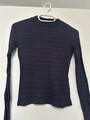 C&A Langarmshirt in Blau mit roten Streifen XS