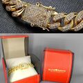 Damen 24K vergoldet 12mm Panzer Armband 200 Kristalle Geschenk Box EliteZucht