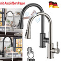 360°Küche Schwarz Wasserhahn Touch Sensor Küchenarmatur Ausziehbar mit Brause