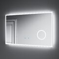 Badspiegel mit LED Beleuchtung Badezimmerspiegel Touch Uhr Beschlagfrei 100x60cm