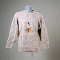 Vintage 80s ACORN Herren Pullover Stickerei 100% reine englische Schurwolle beige M