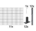 Komplettset Doppelstabmattenzaun Pfostenträger 2m Matten Höhe 80-120cm Anthrazit