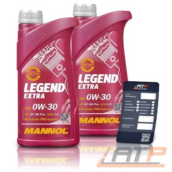 MANNOL 2 L LITER Legend Extra 0W-30 MOTOR-ÖL MOTOREN-ÖL### INKLUSIVE ÖLWECHSEL-ANHÄNGER ###