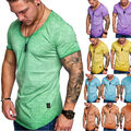 Herren Oversize Vintage T-Shirt V-Neck Basic V-Ausschnitt Shirt 6008