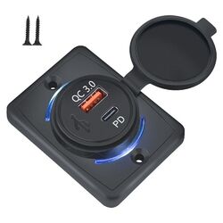 12V 24V Auto KFZ Steckdose Typ C PD + QC3.0 USB Schnell Ladegerät Buchse Einbau