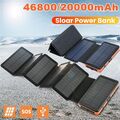 Tragbar Externer Batterie,Solar Power Bank 2 Ausgängen Ladegerät für alle Handys