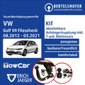 Für VW Golf VII Fliessheck Typ 5G1 08.2012-03.2021 AHK abn +7pol sp. E-Satz PKW