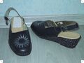 Damenschuh Keil Slingpumps NEU Gr. 37 in marineblau & Nappaleder