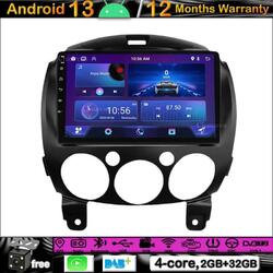 9"Android 13 Autoradio GPS Navigation DAB WIFI BT Carplay For Mazda 2 2007-2014