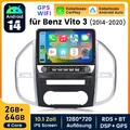 DAB+ 64G Carplay Für Benz Vito W447 Android 14 Autoradio GPS Navi BT FM WIFI SWC