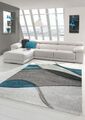Teppich modern Teppich Wohnzimmer abstrakt in blau grau schwarz