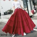 Damen Lange Baumwolle Maxirock Gypsy Boho Sommer Freizeit Swing Rüschen Mode--