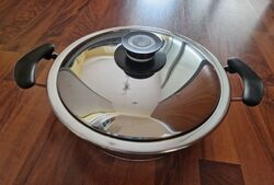 AMC Topf Edelstahl AMC Topf 24 cm 3 L, Visiotherm Deckel + Edelstahlreiniger